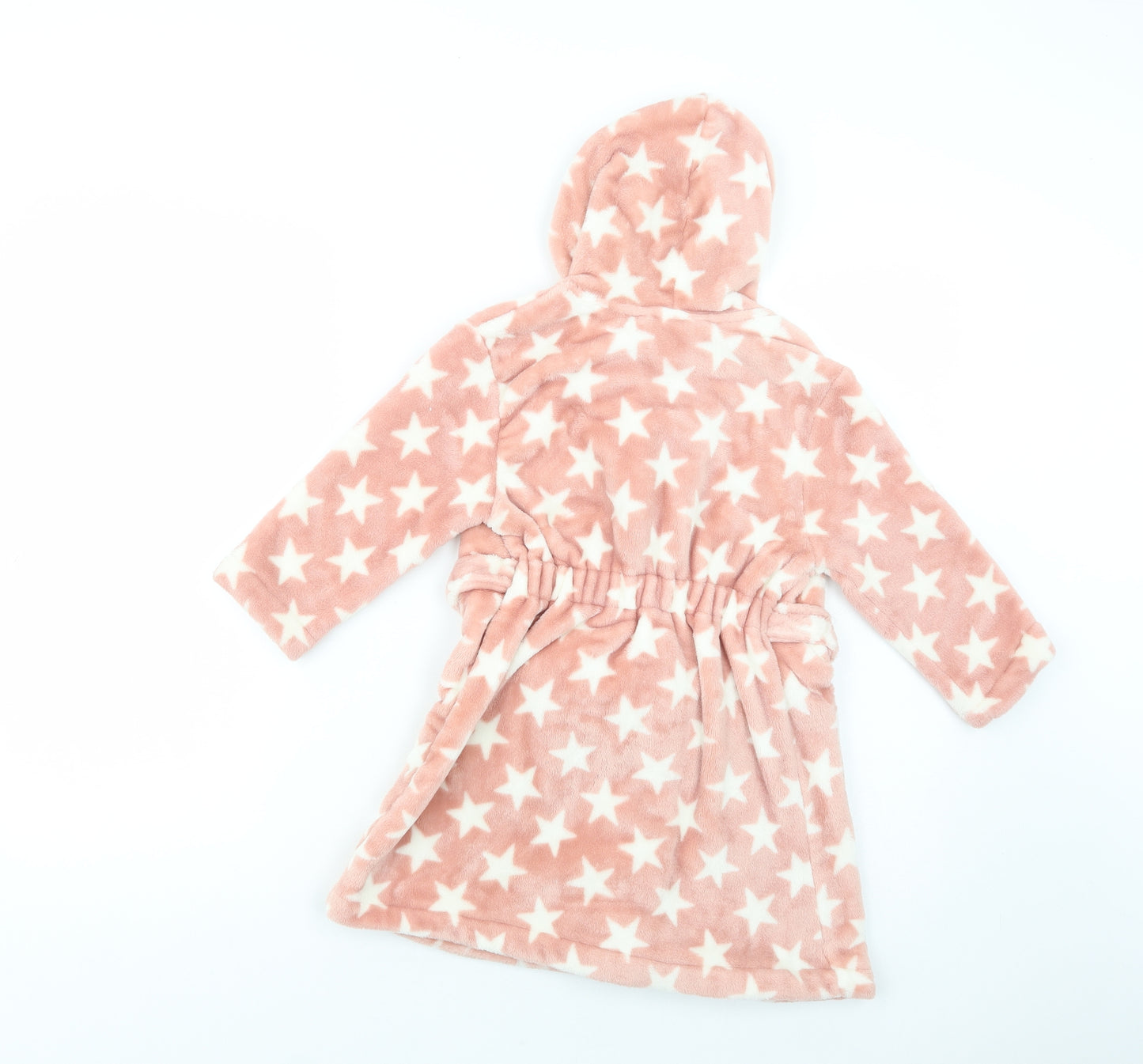 George Girls Pink Geometric Polyester Kimono Robe Size 3-4 Years  Tie - Star Print