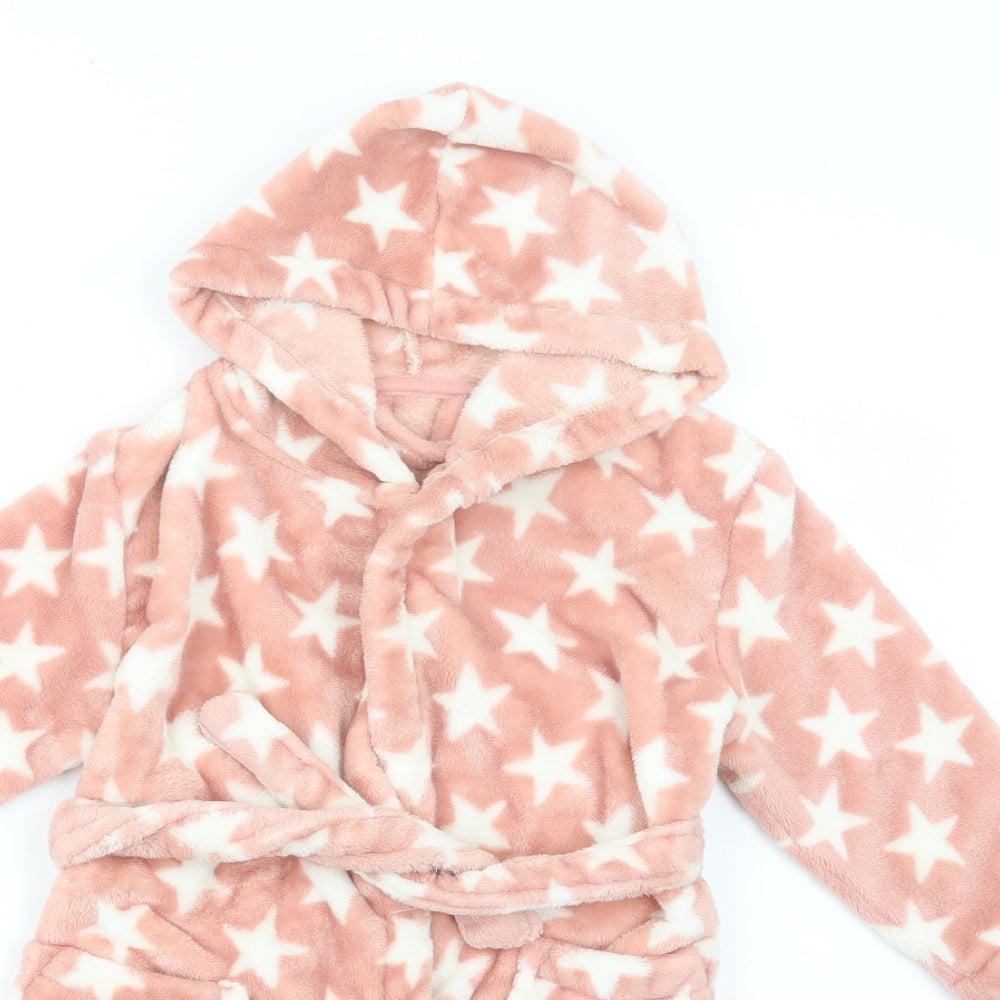 George Girls Pink Geometric Polyester Kimono Robe Size 3-4 Years  Tie - Star Print