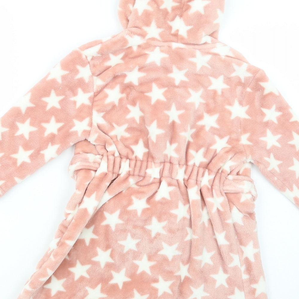 George Girls Pink Geometric Polyester Kimono Robe Size 3-4 Years  Tie - Star Print