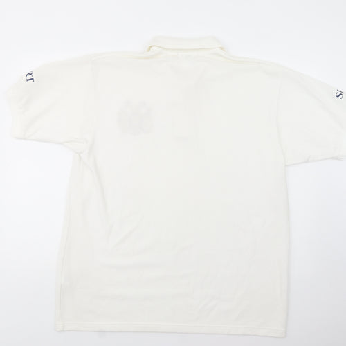 Disley Mens White  Polyester  Polo Size XL Collared Button
