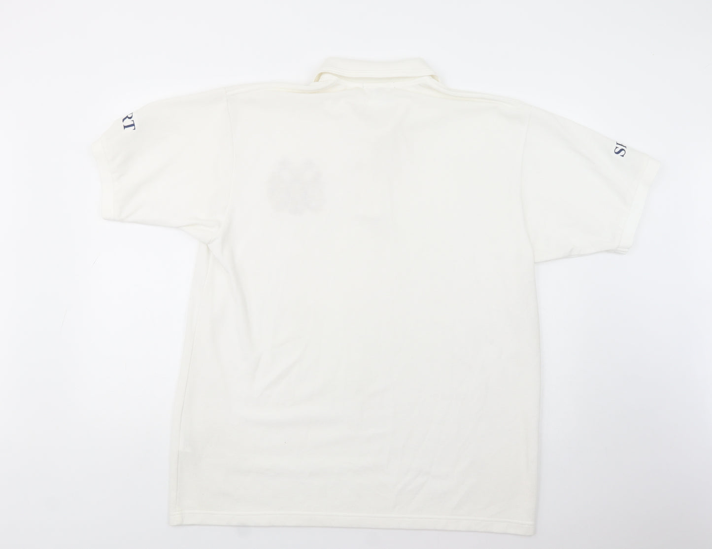 Disley Mens White  Polyester  Polo Size XL Collared Button