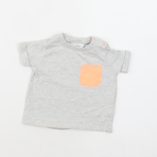 NEXT Baby Grey  Cotton Basic T-Shirt Size 0-3 Months Crew Neck Snap