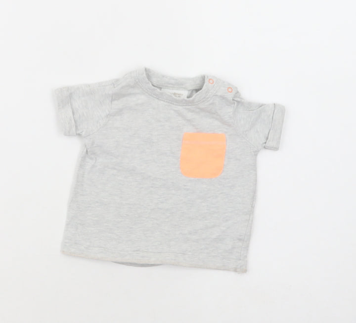 NEXT Baby Grey  Cotton Basic T-Shirt Size 0-3 Months Crew Neck Snap