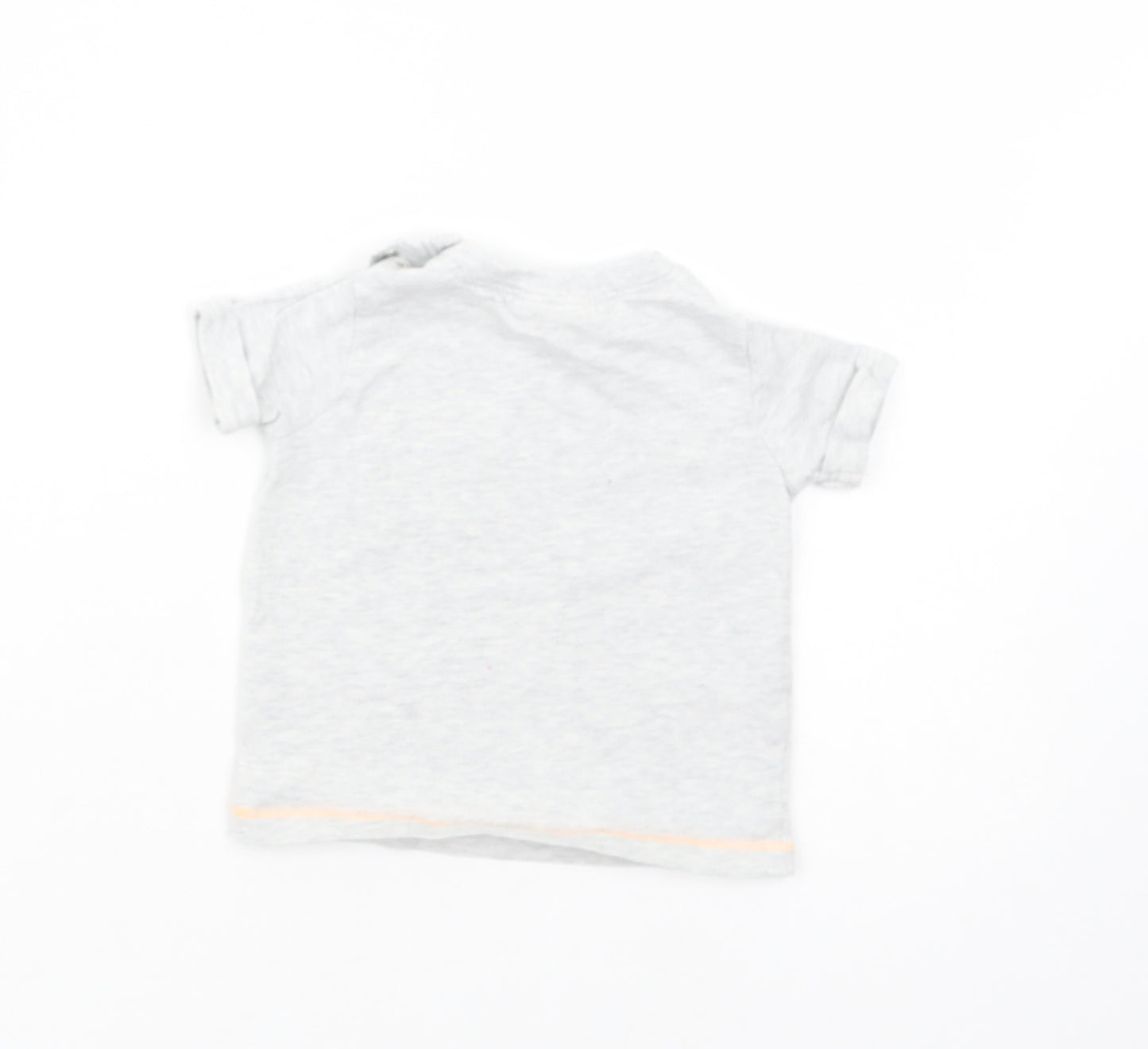 NEXT Baby Grey  Cotton Basic T-Shirt Size 0-3 Months Crew Neck Snap