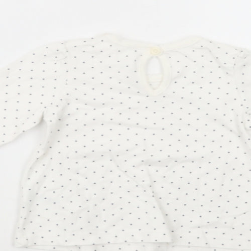 George Baby White Polka Dot Cotton Basic T-Shirt Size 3-6 Months Crew Neck Button