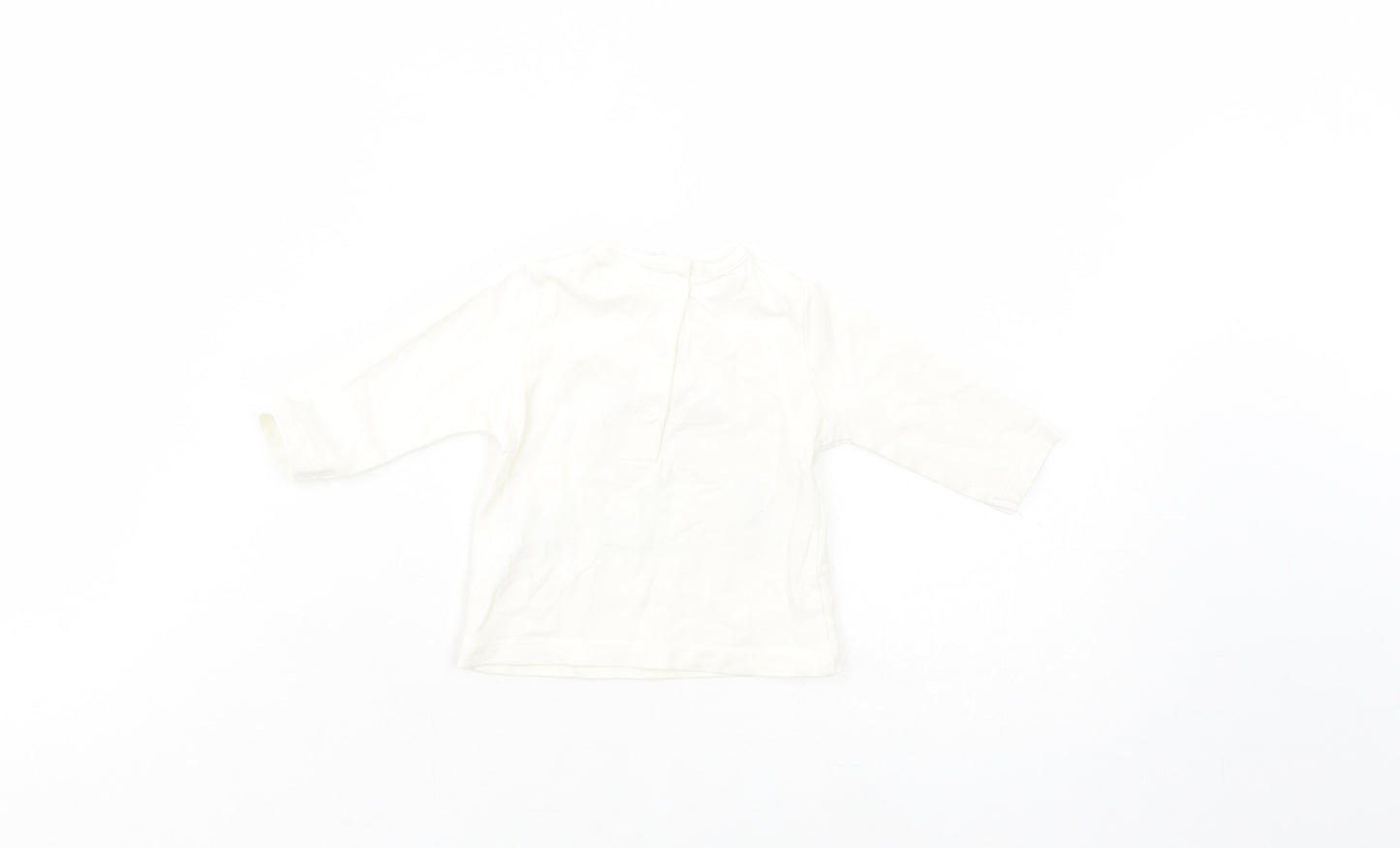NEXT Baby White  Cotton Basic T-Shirt Size Newborn Crew Neck Snap - Dino