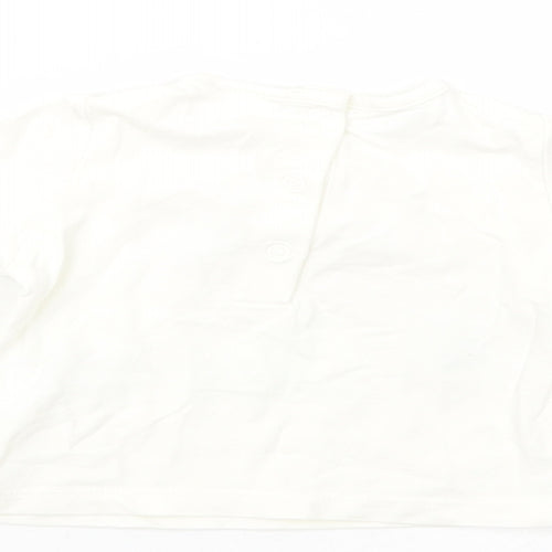 NEXT Baby White  Cotton Basic T-Shirt Size Newborn Crew Neck Snap - Dino