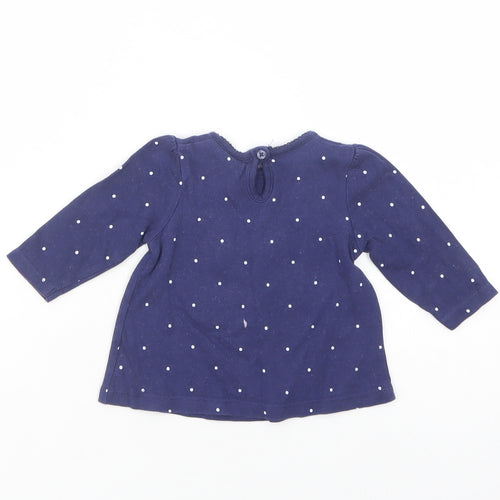 George Baby Blue Polka Dot Cotton Basic Blouse Size 0-3 Months Crew Neck Button