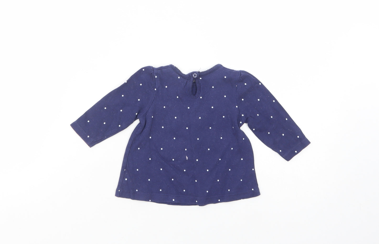 George Baby Blue Polka Dot Cotton Basic Blouse Size 0-3 Months Crew Neck Button