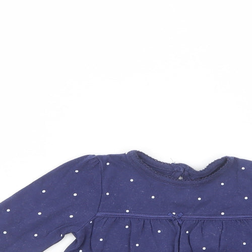 George Baby Blue Polka Dot Cotton Basic Blouse Size 0-3 Months Crew Neck Button