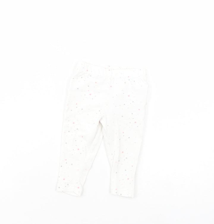 Primark Baby White Geometric Cotton Jogger Leggings Size 3-6 Months