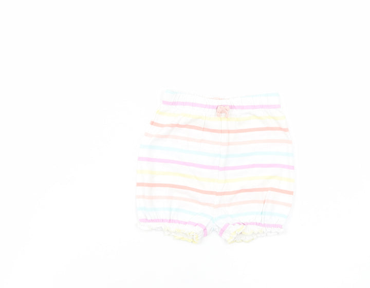 George Baby White Striped Cotton Cropped Trousers Size 6-9 Months