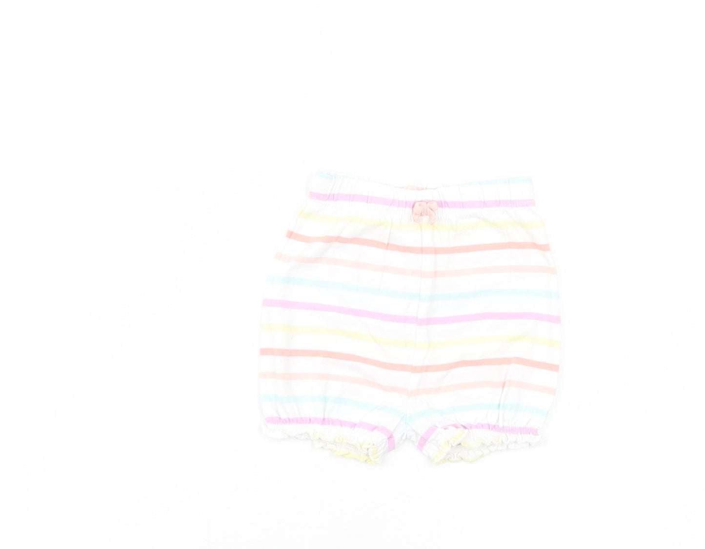 George Baby White Striped Cotton Cropped Trousers Size 6-9 Months