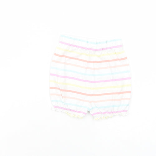 George Baby White Striped Cotton Cropped Trousers Size 6-9 Months