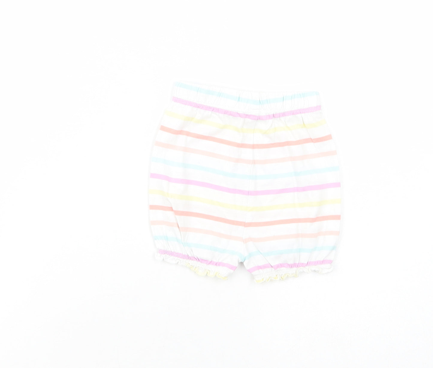 George Baby White Striped Cotton Cropped Trousers Size 6-9 Months