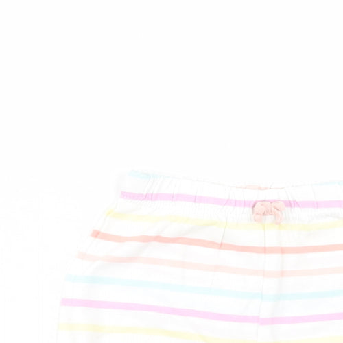 George Baby White Striped Cotton Cropped Trousers Size 6-9 Months