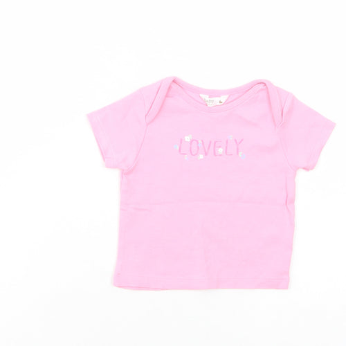 M&Co Baby Pink  Cotton Pullover T-Shirt Size 3-6 Months Crew Neck Pullover - Lovely