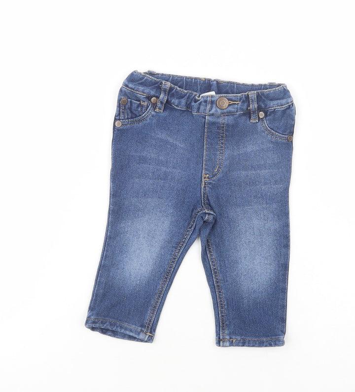 H&M Baby Blue Cotton Jogger Jeans Size 3-6 Months Button