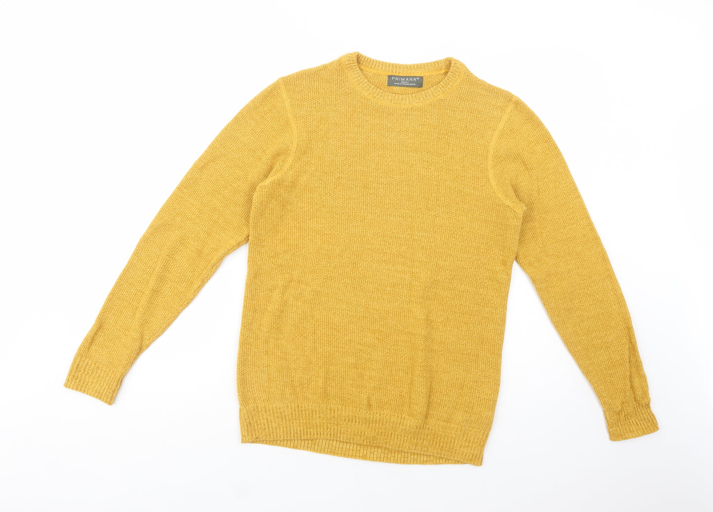 Primark Mens Yellow Crew Neck  Cotton Pullover Jumper Size S