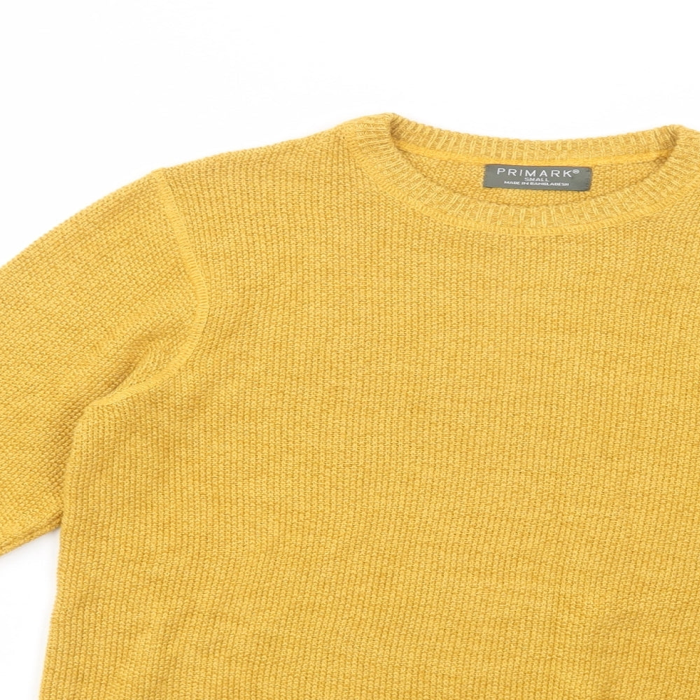 Primark Mens Yellow Crew Neck  Cotton Pullover Jumper Size S
