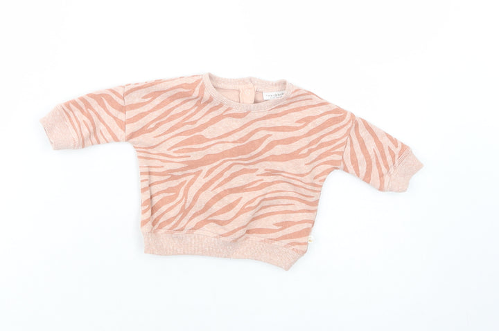 NEXT Baby Pink Animal Print Polyester Pullover Jumper Size 0-3 Months  Snap