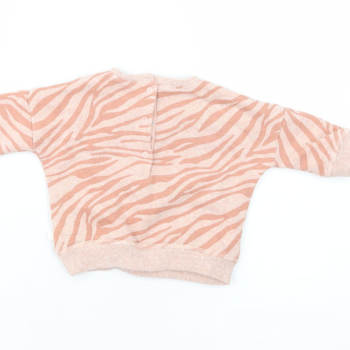 NEXT Baby Pink Animal Print Polyester Pullover Jumper Size 0-3 Months  Snap
