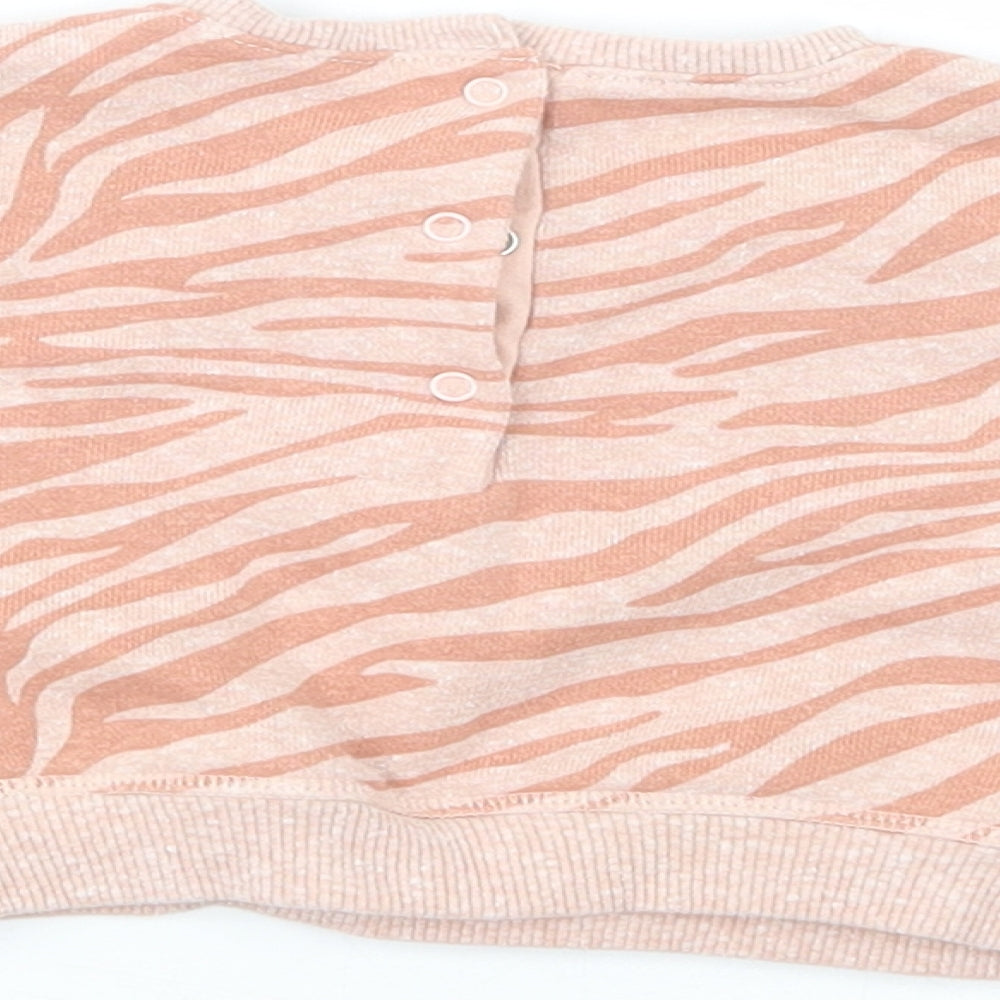 NEXT Baby Pink Animal Print Polyester Pullover Jumper Size 0-3 Months  Snap