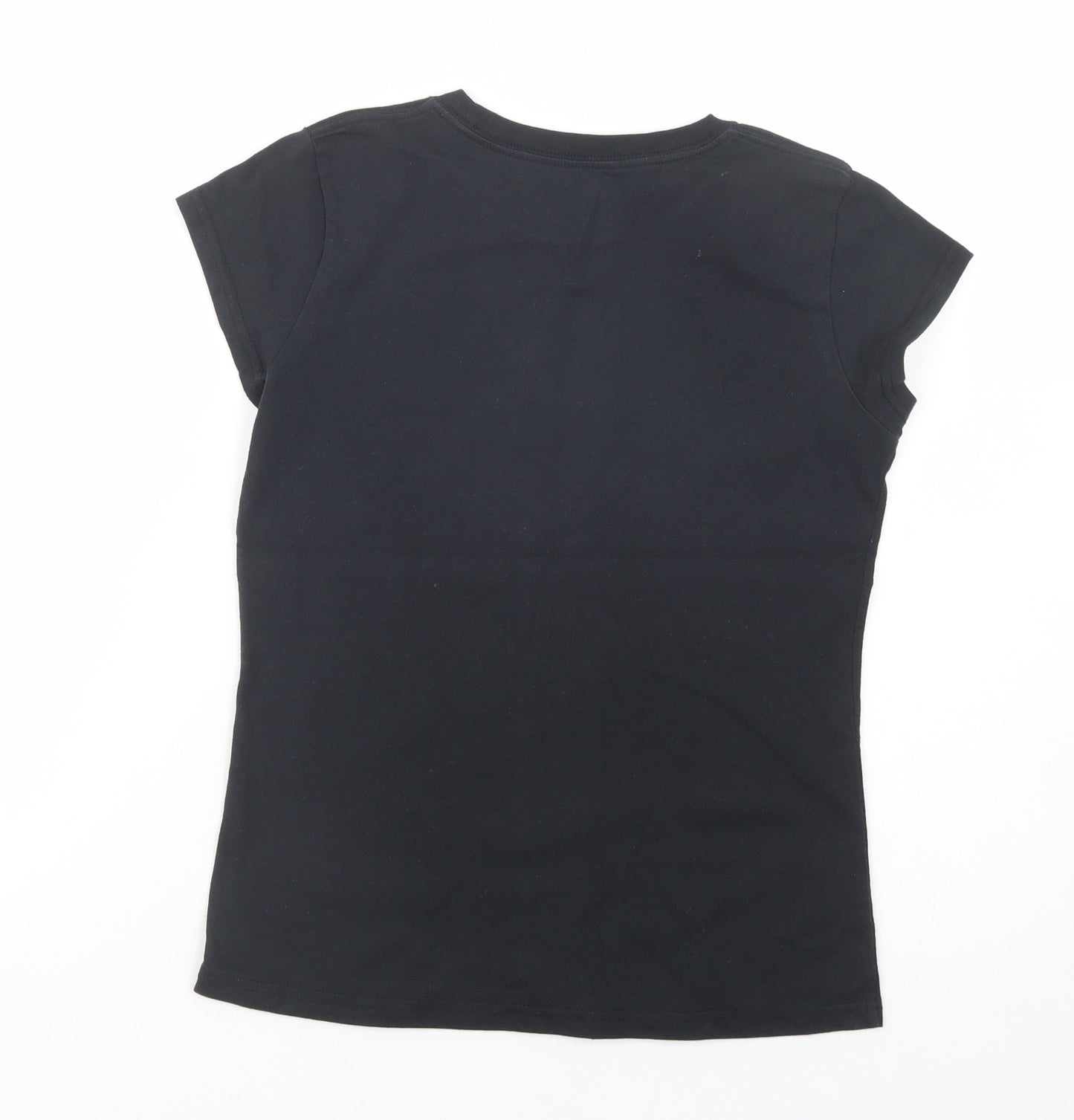 Converse Girls Black  Cotton Pullover T-Shirt Size 12-13 Years Crew Neck Pullover