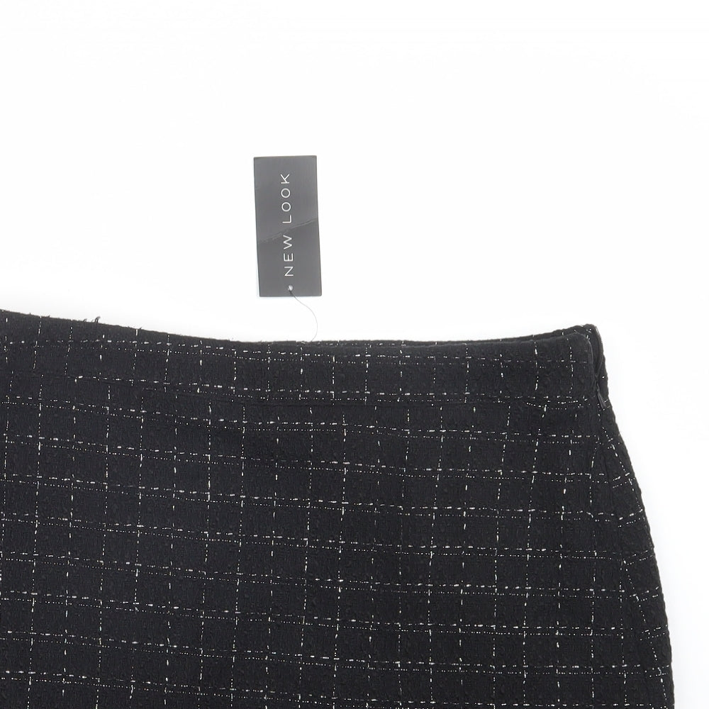 New Look Womens Black Check Polyester Mini Skirt Size 16   Zip