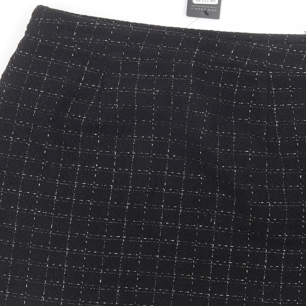 New Look Womens Black Check Polyester Mini Skirt Size 16   Zip
