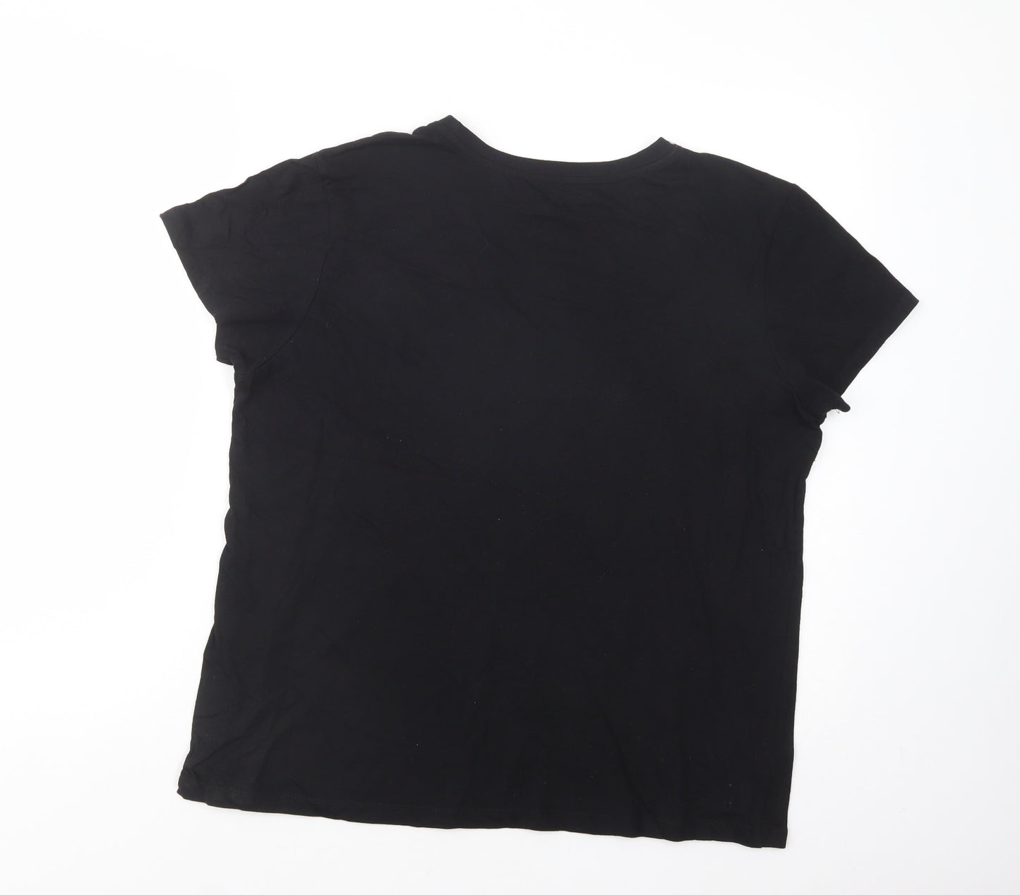 Primark Womens Black  Cotton Basic T-Shirt Size 16 Crew Neck