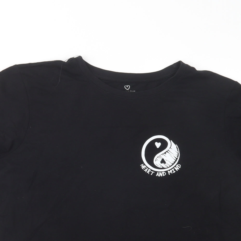 Primark Womens Black  Cotton Basic T-Shirt Size 16 Crew Neck