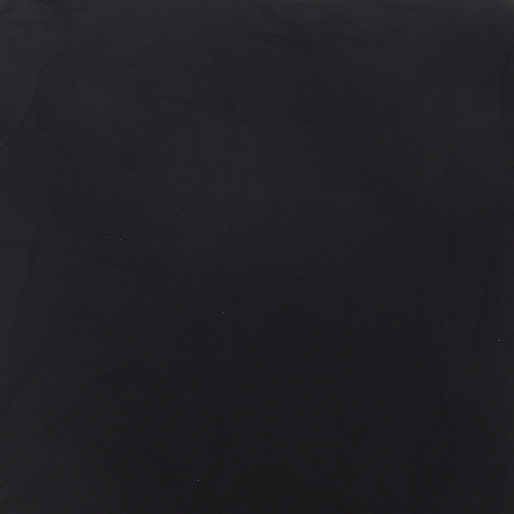 Primark Womens Black  Cotton Basic T-Shirt Size 16 Crew Neck