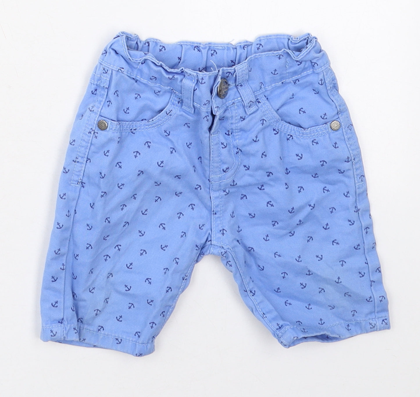 Dunnes Boys Blue  Cotton Capri Jeans Size 9-12 Months  Button - Anchors