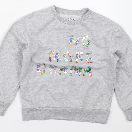 Pep&Co Girls Grey  Polyester Pullover Sweatshirt Size 7-8 Years  Pullover - No More Drama