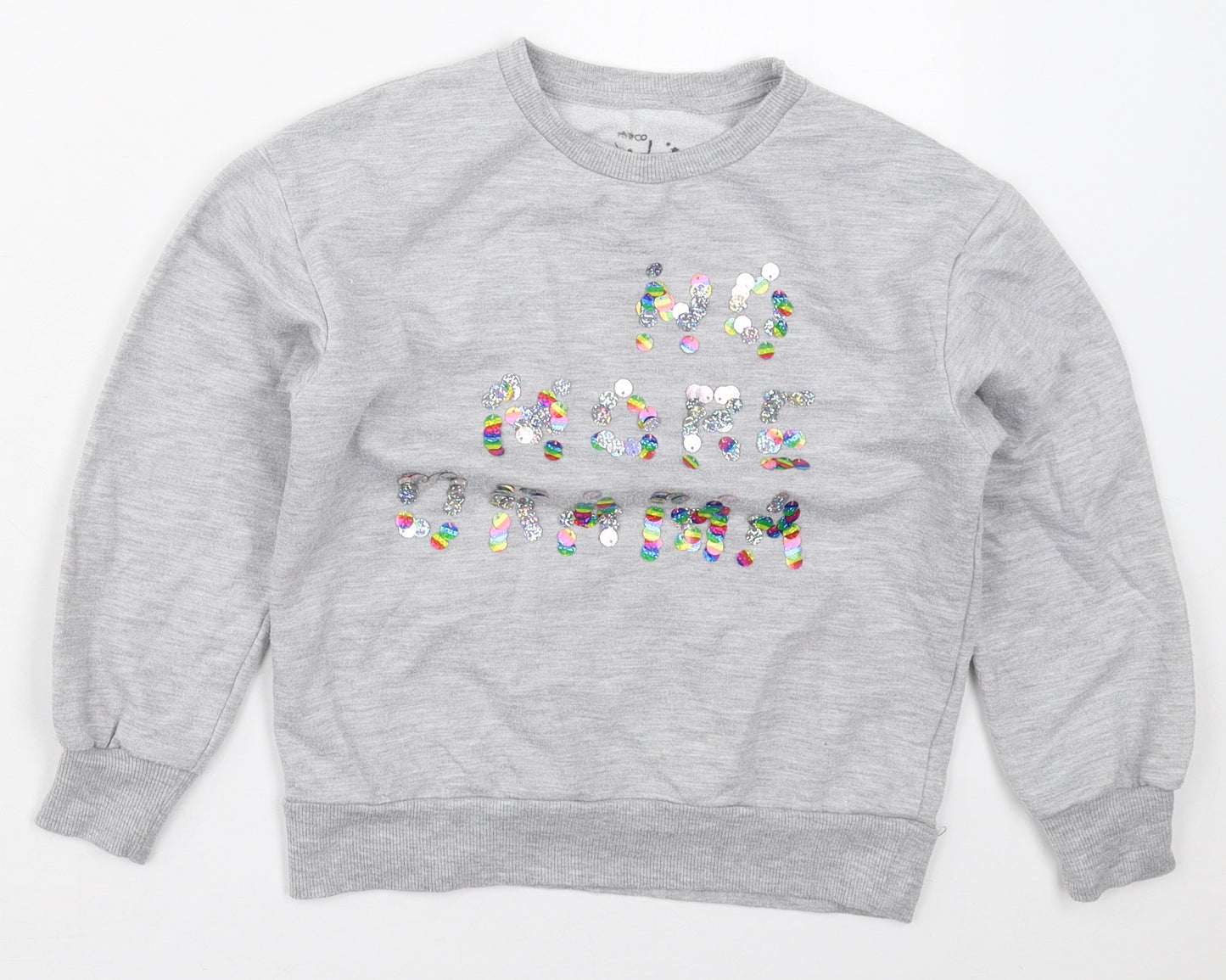 Pep&Co Girls Grey  Polyester Pullover Sweatshirt Size 7-8 Years  Pullover - No More Drama