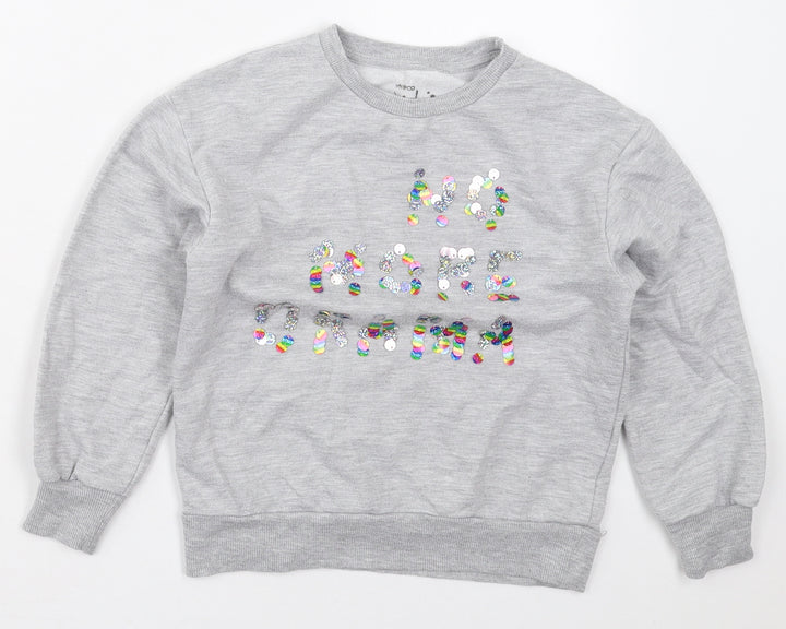Pep&Co Girls Grey  Polyester Pullover Sweatshirt Size 7-8 Years  Pullover - No More Drama