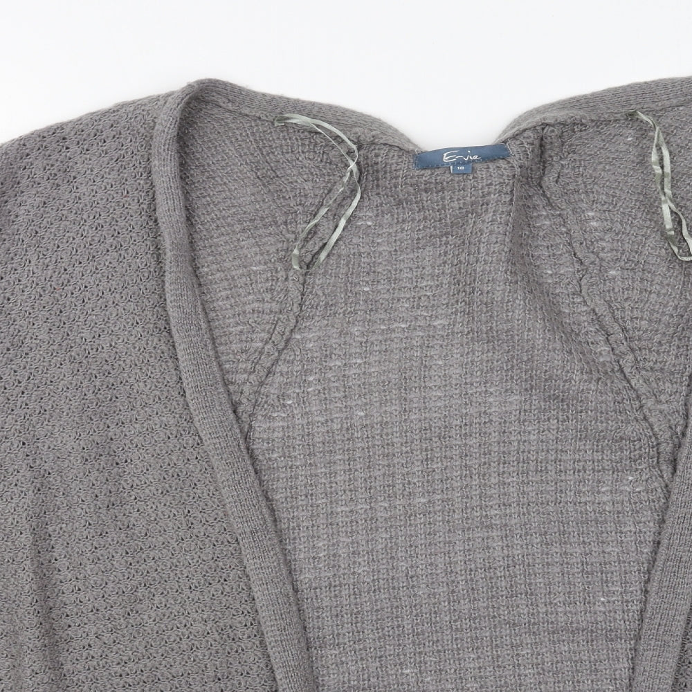 Evie Womens Grey V-Neck  Acrylic Cardigan Jumper Size 18