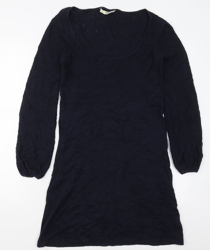 Oasis Womens Blue Cotton Jumper Dress Size XS Round Neck Pullover