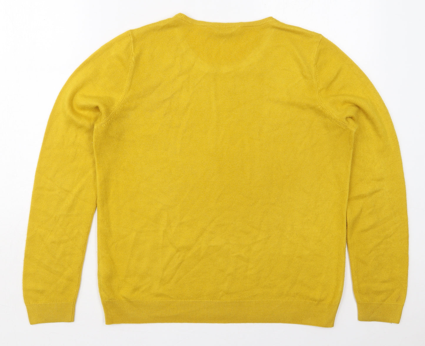 BHS Womens Yellow Crew Neck  Acrylic Pullover Jumper Size 14