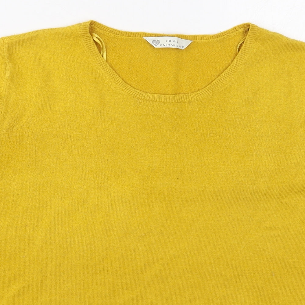 BHS Womens Yellow Crew Neck  Acrylic Pullover Jumper Size 14