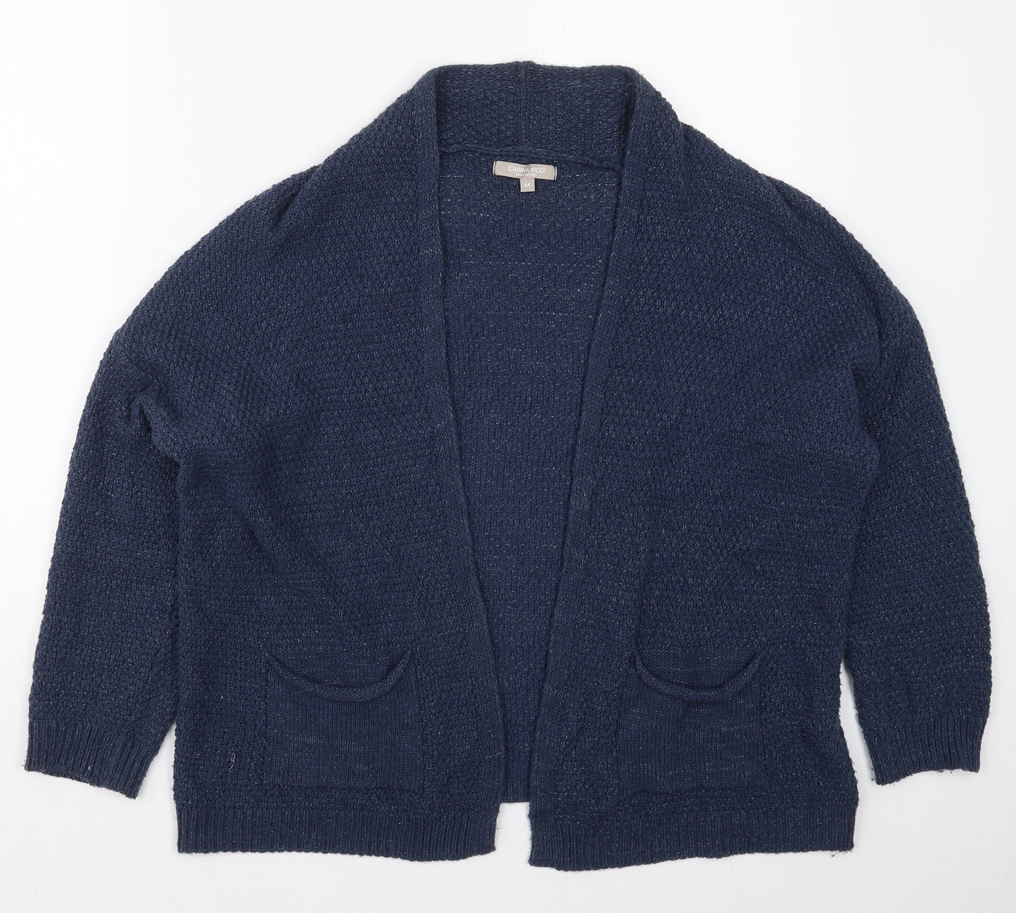 Carina Ricci Womens Blue V-Neck  Acrylic Cardigan Jumper Size M