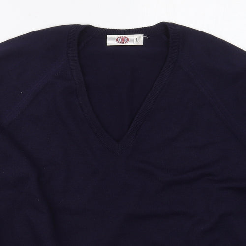 Mens Classic Mens Blue V-Neck  Acrylic Pullover Jumper Size L
