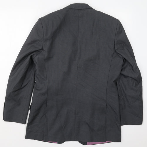 F&F Mens Grey Striped Polyester Jacket Suit Jacket Size 38
