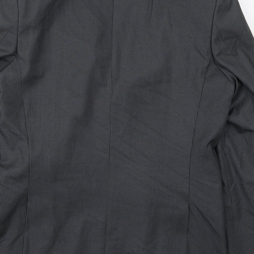 F&F Mens Grey Striped Polyester Jacket Suit Jacket Size 38