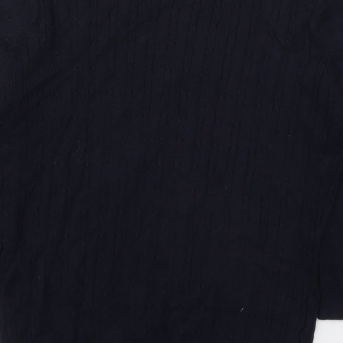 Country Casuals Womens Blue V-Neck  Cotton Pullover Jumper Size L