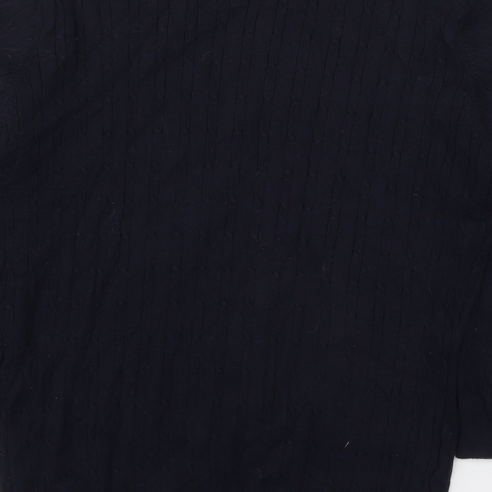 Country Casuals Womens Blue V-Neck  Cotton Pullover Jumper Size L