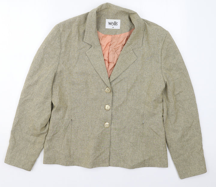 Wallis Womens Beige Polyester Jacket Suit Jacket Size 14