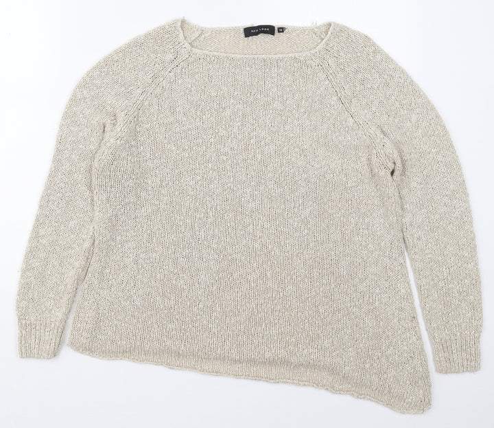 New Look Womens Beige Round Neck Acrylic Pullover Jumper Size 12