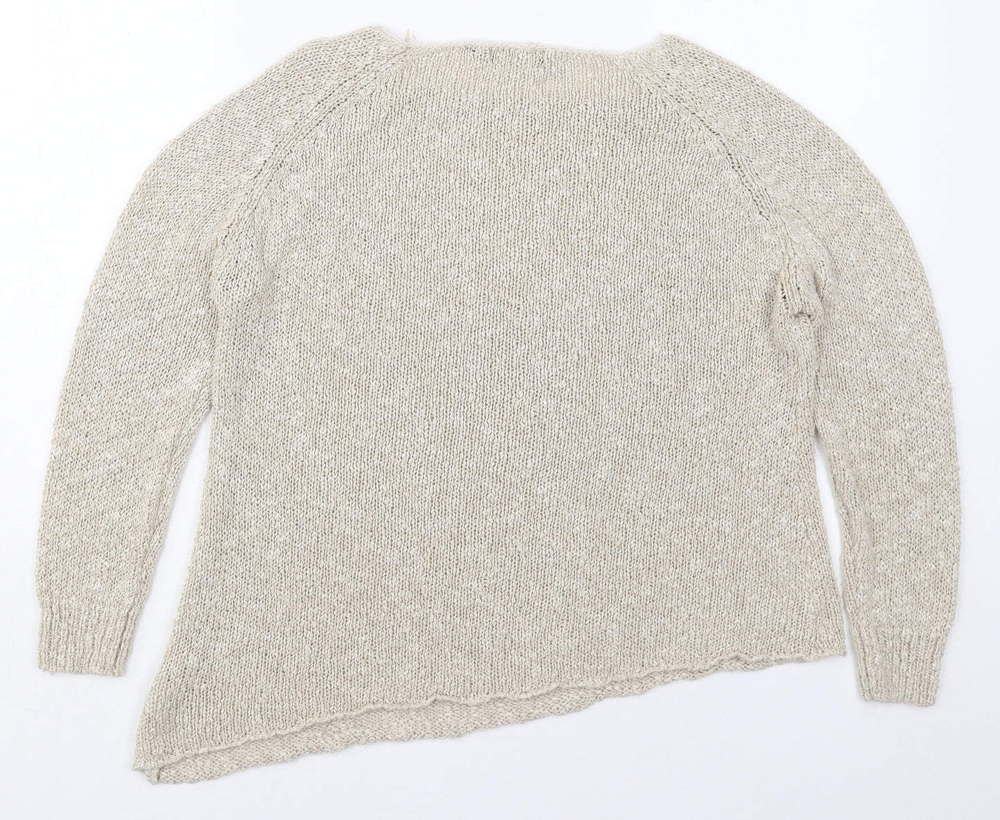 New Look Womens Beige Round Neck  Acrylic Pullover Jumper Size 12